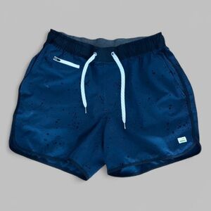 Vuori Men’s Blue Paint Splatter Pattern Athletic  Drawstring shorts Sz S
